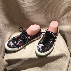 Superga women black flowery laced sneakers, 8